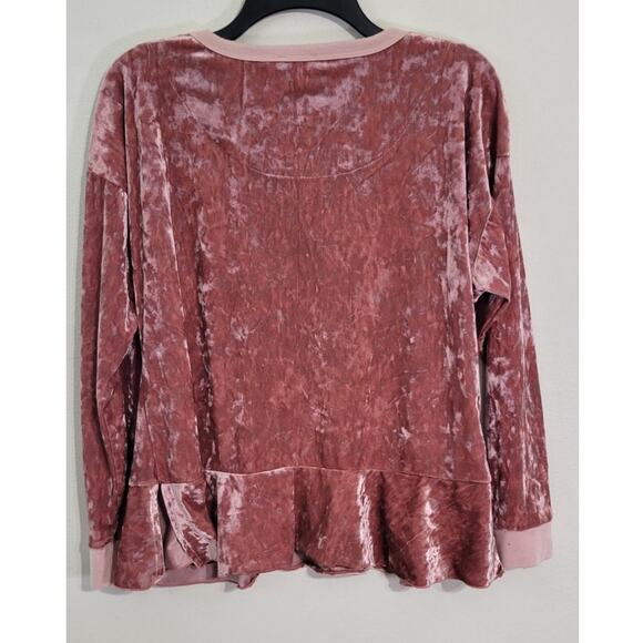 Betsey Johnson Pajamas Womens Medium 2 Piece Set Crushed Pink Velvet Pajamas - Picture 3 of 11